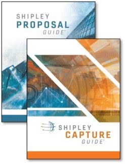 Covers of Shipley Proposal Guide and Capture Guide with abstract designs.