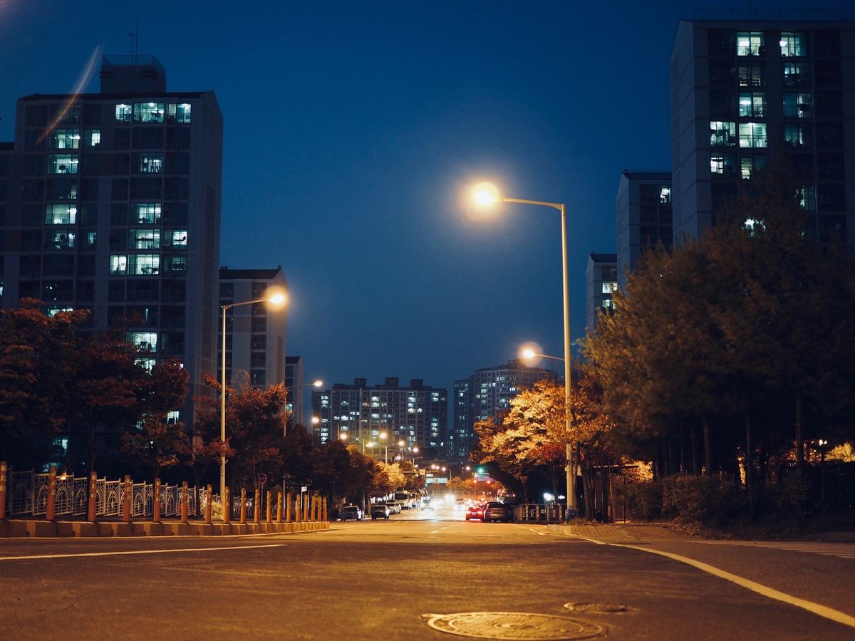 Apartment in Korea Cheongju City night view
